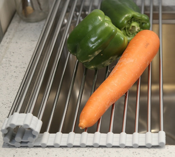 Folding Kitchen Drain Sink Rack Stainless Steel.