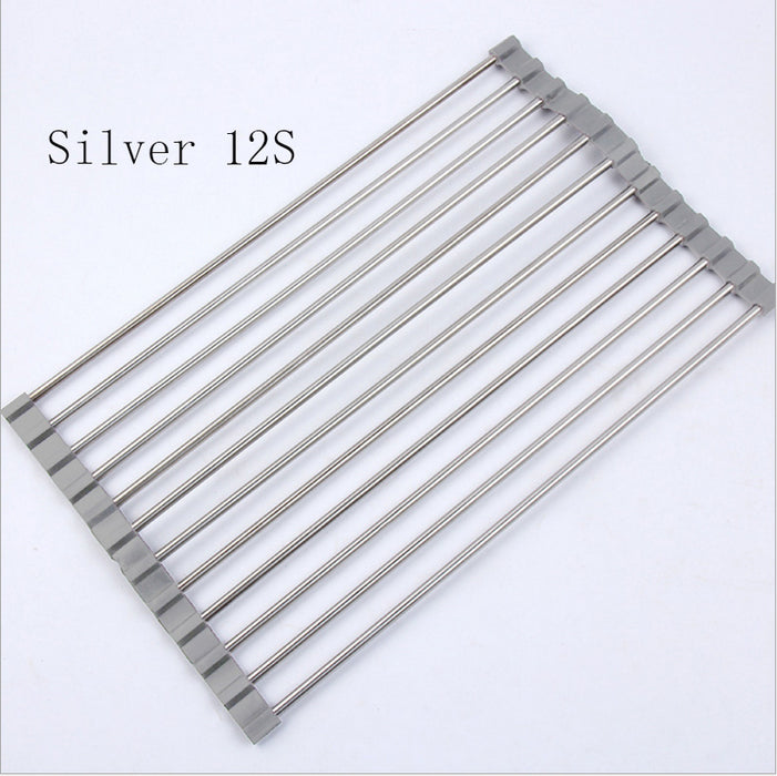 Folding Kitchen Drain Sink Rack Stainless Steel.