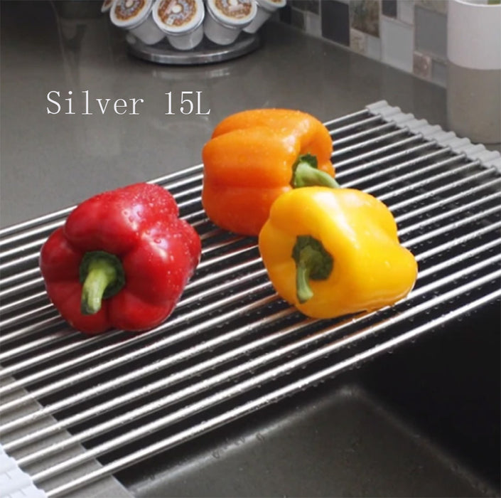 Folding Kitchen Drain Sink Rack Stainless Steel.