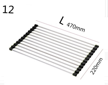 Folding Kitchen Drain Sink Rack Stainless Steel.