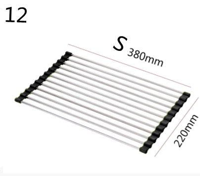 Folding Kitchen Drain Sink Rack Stainless Steel.