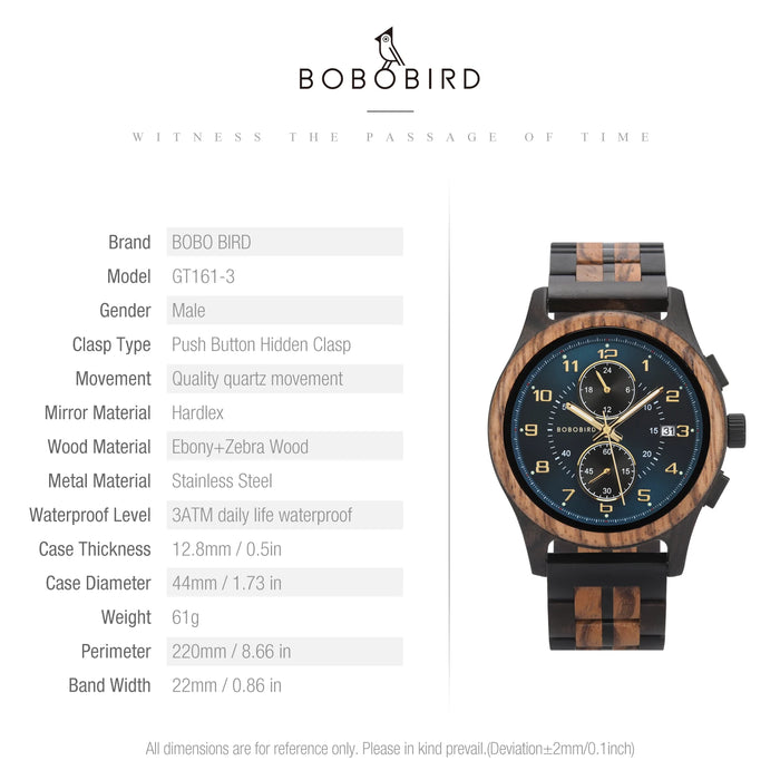 BOBO BIRD Wooden Quartz Watch.