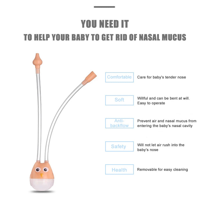 Anti-Backflow Baby Nasal Aspirator – BPA-Free Silicone Mucus Sucker