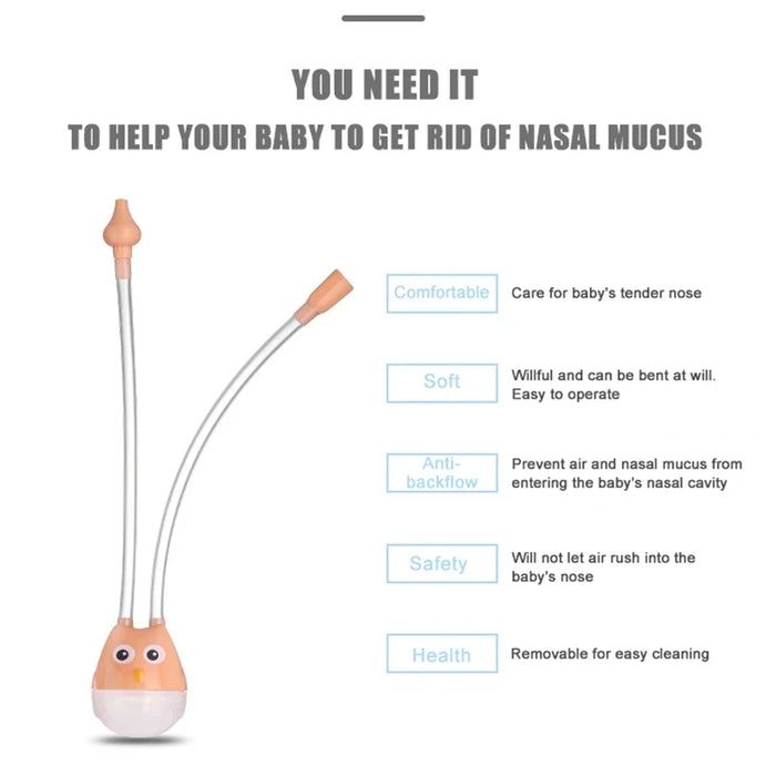 Anti-Backflow Baby Nasal Aspirator – BPA-Free Silicone Mucus Sucker
