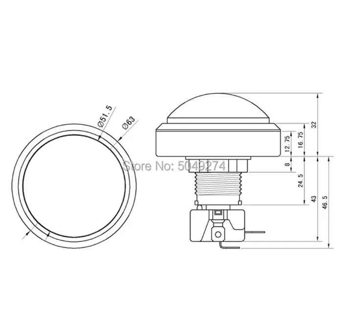 60mm LED Illuminated Arcade Button – Large Dome Push Switch (5V/12V)
