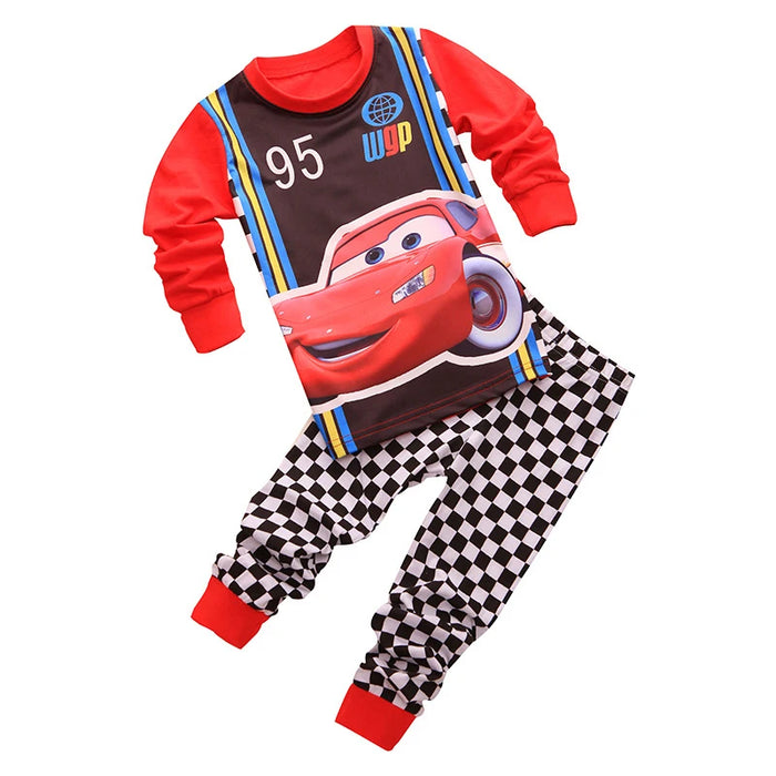2pcs/set Spring Autumn Boys Girls Long Sleeved Lightning Mcqueen Sleepwear Kids Pajamas 95 Cars Cartoon Children's Pyjama