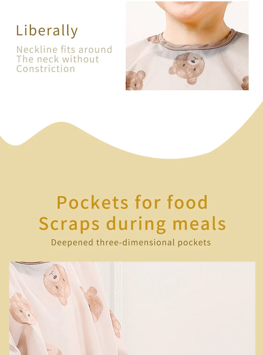 Elinfant Washable Long Sleeve Bib: Waterproof Feeding Coverall