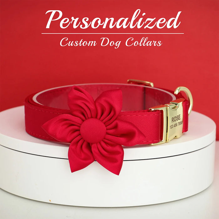 Personalized Silk Dog Collar Adjustable Durable Dog Collar with Bowtie Flower For Small Medium Large Dogs Wedding Bowtie Collars