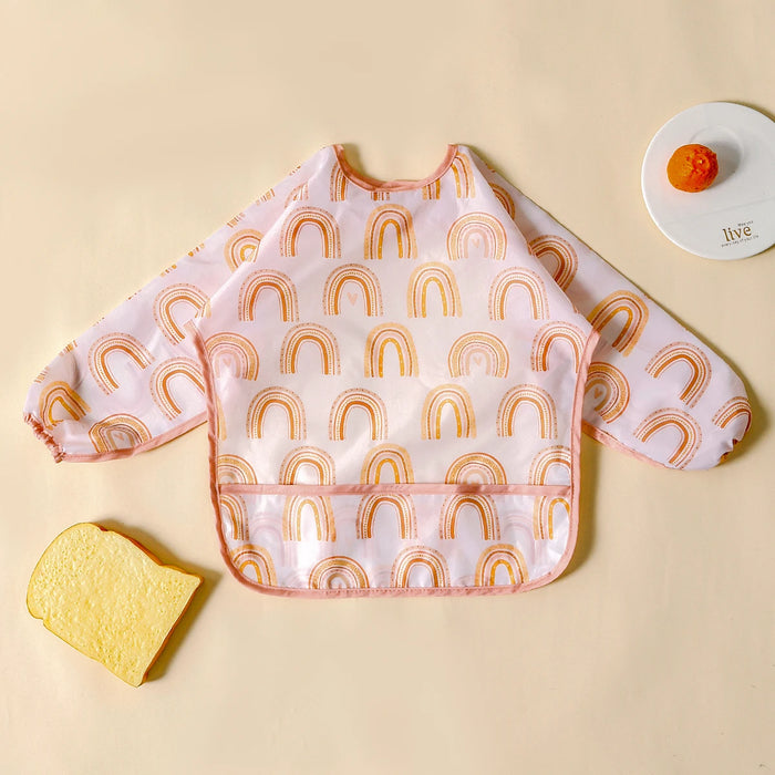 Elinfant Washable Long Sleeve Bib: Waterproof Feeding Coverall
