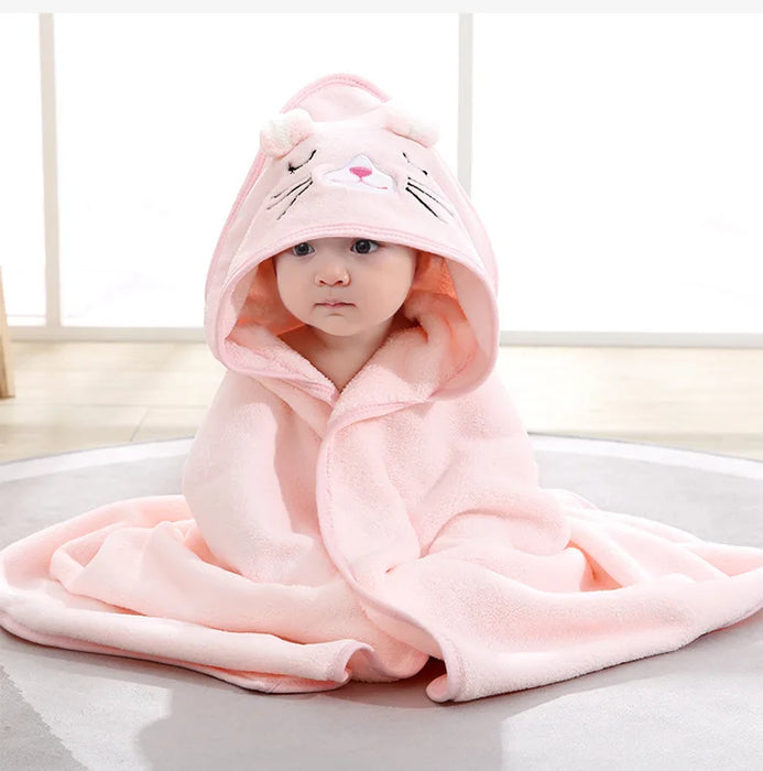 Newborn Super Soft Hooded Baby Bath Towel Blanket