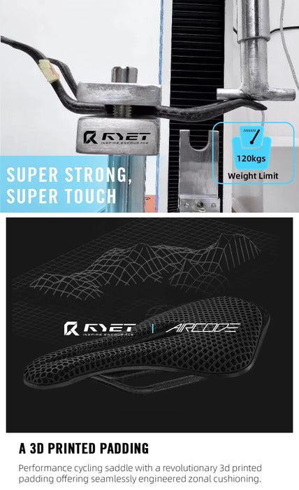 RYET 3D Printed Carbon Fiber Bike Saddle – Ultralight, Comfortable & Breathable