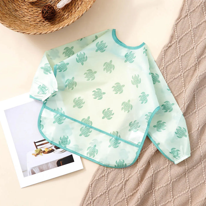 Elinfant Washable Long Sleeve Bib: Waterproof Feeding Coverall