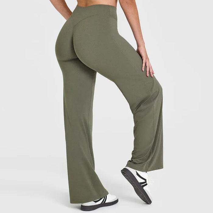 NCLAGEN SoftMotion Straight Leg Bottoms Women's Mid-Waist Yoga Pants GYM Leggings Naked Feel Pilates Running Sports Trousers