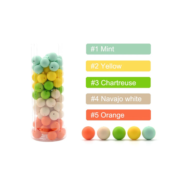 LOFCA 100pcs Premium 9mm Silicone Teething Beads – BPA-Free Food Grade DIY Beads