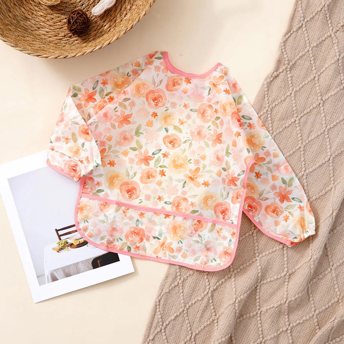 Elinfant Washable Long Sleeve Bib: Waterproof Feeding Coverall