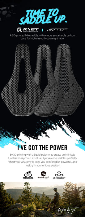 RYET 3D Printed Carbon Fiber Bike Saddle – Ultralight, Comfortable & Breathable