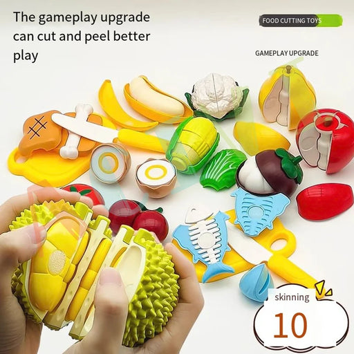 Kid Pretend Play Kitchen Fun Cutting Fruits and Vegetables Food Play.