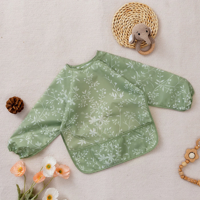 Elinfant Washable Long Sleeve Bib: Waterproof Feeding Coverall