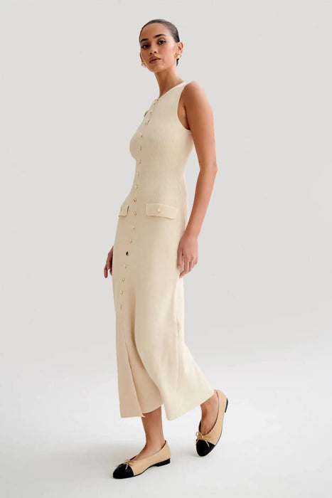 Elegant Sleeveless Button Bodycon Dress