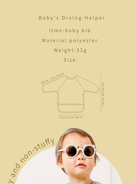 Elinfant Washable Long Sleeve Bib: Waterproof Feeding Coverall