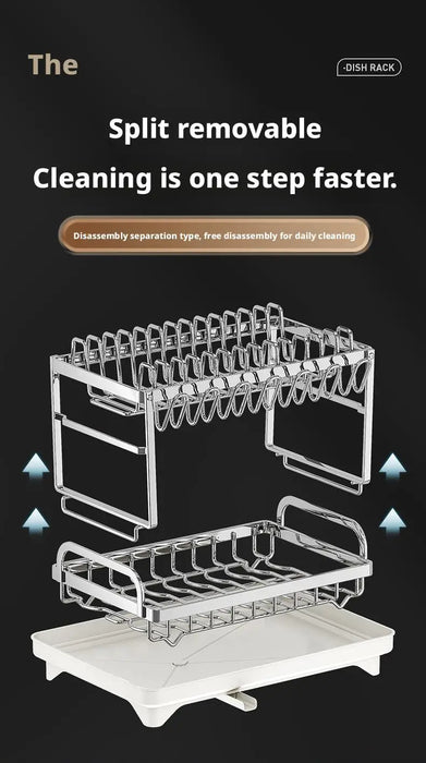 2 Tier Dish Drying Rack Bowl Drainer Holder Stand Shelf Kitchen Over Sink Drainer Utensil Holder Countertop Drain Rack Shelves