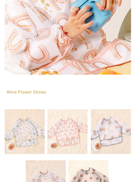 Elinfant Washable Long Sleeve Bib: Waterproof Feeding Coverall
