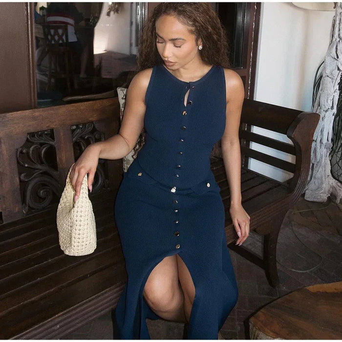 Elegant Sleeveless Button Bodycon Dress