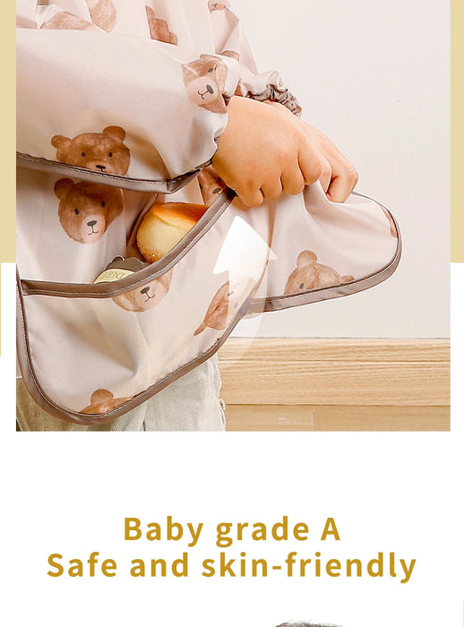 Elinfant Washable Long Sleeve Bib: Waterproof Feeding Coverall