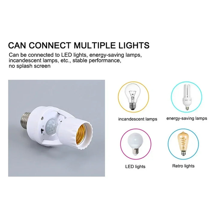 E27 PIR Motion Sensor Lamp Holder AC 85-265V Smart Socket Converter.