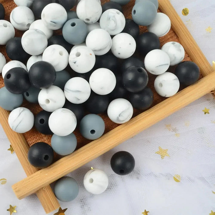 LOFCA 100pcs Premium 9mm Silicone Teething Beads – BPA-Free Food Grade DIY Beads