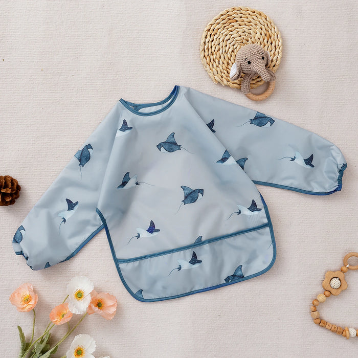 Elinfant Washable Long Sleeve Bib: Waterproof Feeding Coverall