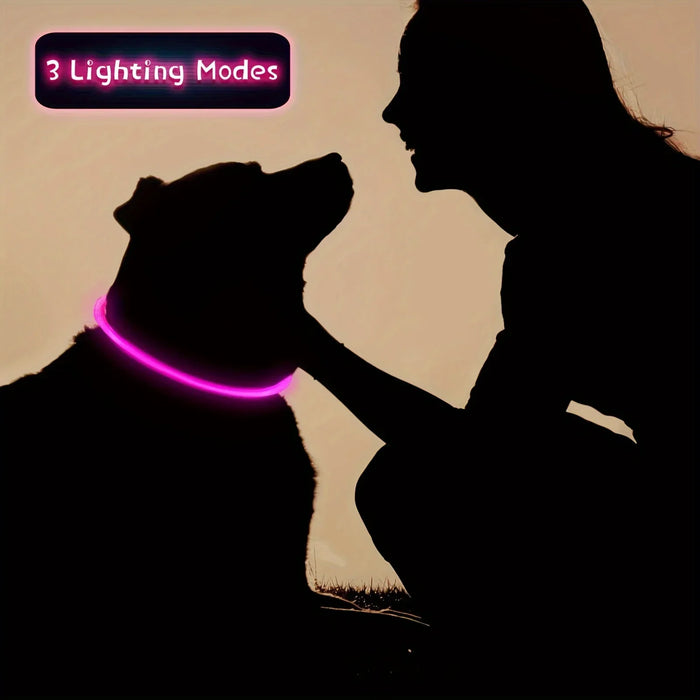 USB Rechargeable Fiber Optic Collar Pet Dog LED Light Collar Luminous Anti-Lost Dog Collar USB Rechargeable Dog Necklace Collar