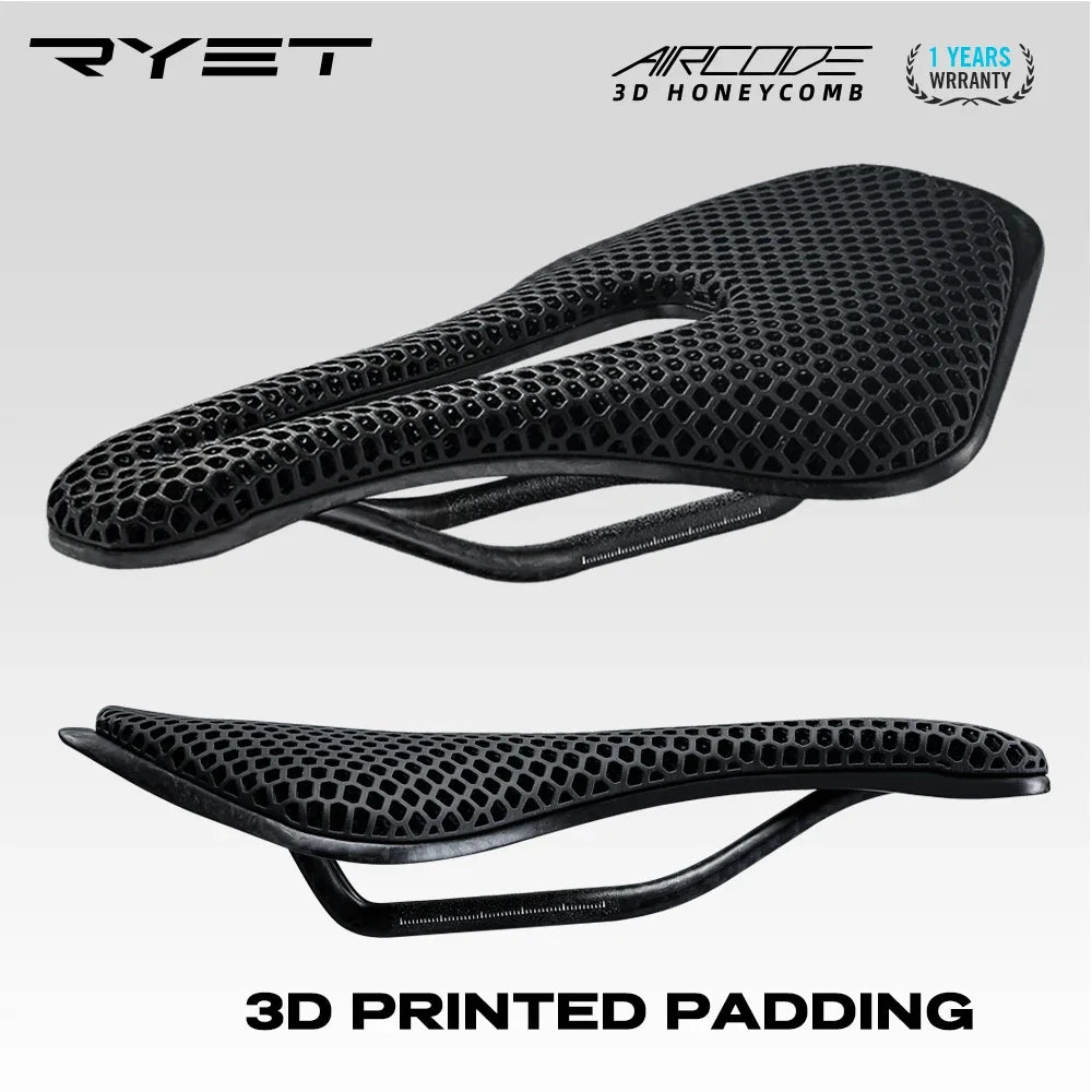 RYET 3D Printed Carbon Fiber Bike Saddle – Ultralight, Comfortable & Breathable