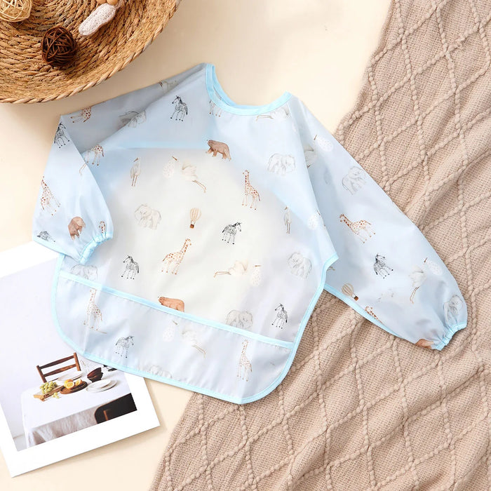 Elinfant Washable Long Sleeve Bib: Waterproof Feeding Coverall