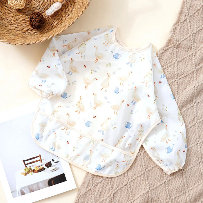 Elinfant Washable Long Sleeve Bib: Waterproof Feeding Coverall