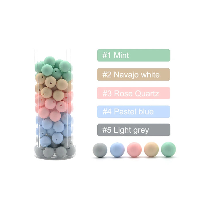 LOFCA 100pcs Premium 9mm Silicone Teething Beads – BPA-Free Food Grade DIY Beads