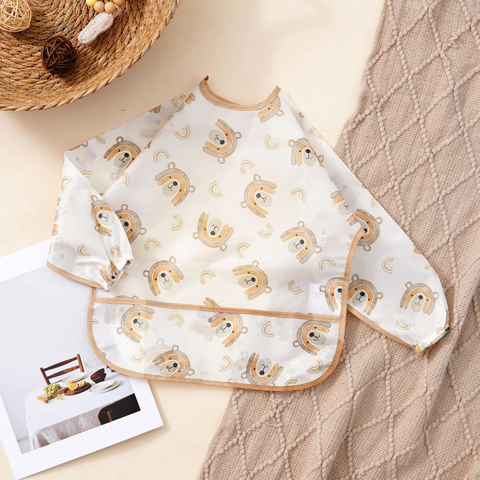 Elinfant Washable Long Sleeve Bib: Waterproof Feeding Coverall