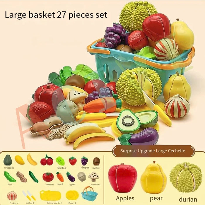 Kid Pretend Play Kitchen Fun Cutting Fruits and Vegetables Food Play.