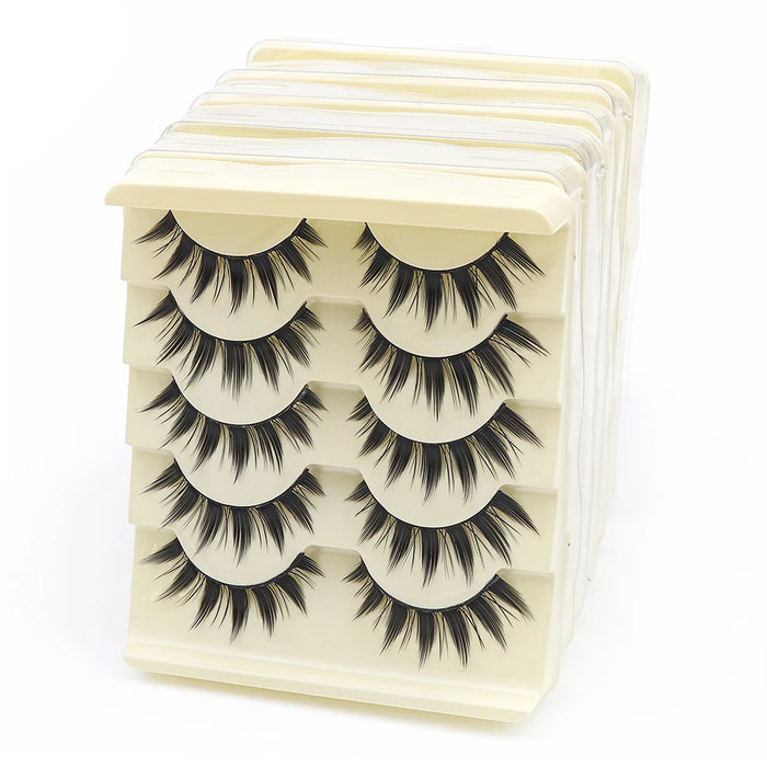 Black Eye Lashes Cat Eye Lashes Cross Strip False Eyelashes Natural Long Cosplay Makeup 5 pairs Mink Eyelash Extension Cilios