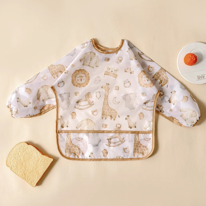 Elinfant Washable Long Sleeve Bib: Waterproof Feeding Coverall