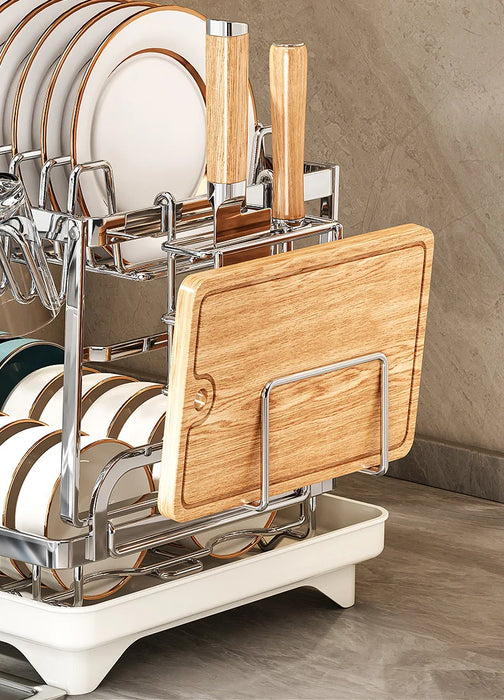 2 Tier Dish Drying Rack Bowl Drainer Holder Stand Shelf Kitchen Over Sink Drainer Utensil Holder Countertop Drain Rack Shelves