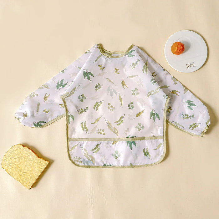 Elinfant Washable Long Sleeve Bib: Waterproof Feeding Coverall