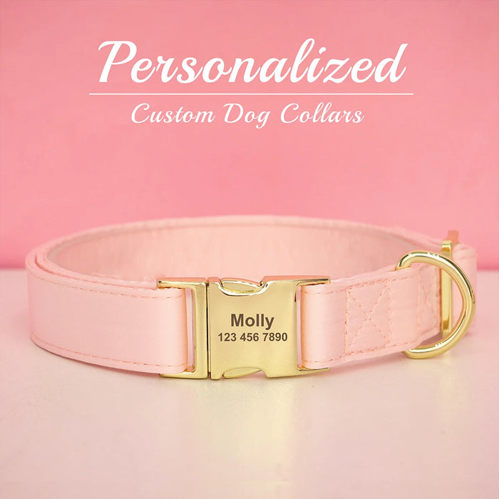 Personalized Silk Dog Collar Adjustable Durable Dog Collar with Bowtie Flower For Small Medium Large Dogs Wedding Bowtie Collars
