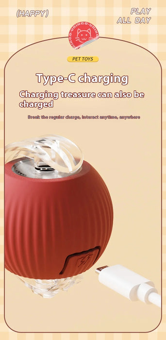 New Electric Cat Ball Toys Automatic Rolling Ball With Teaser Bird Cat Toys Pet Interactive Smart  Sensor Rechargeable Cat Toys