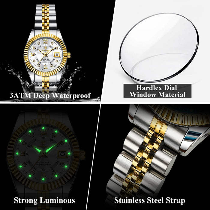 Waterproof Elegant Ladies Watch with Luminous Display