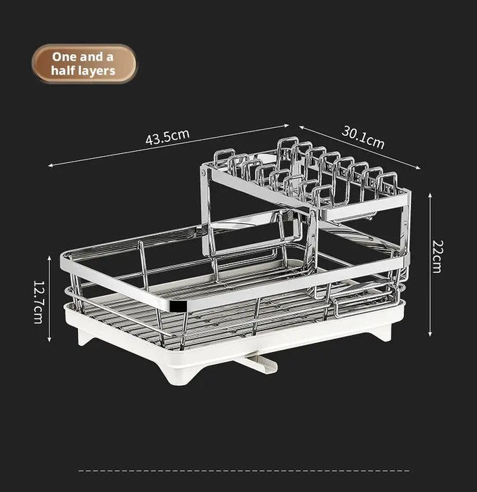 2 Tier Dish Drying Rack Bowl Drainer Holder Stand Shelf Kitchen Over Sink Drainer Utensil Holder Countertop Drain Rack Shelves