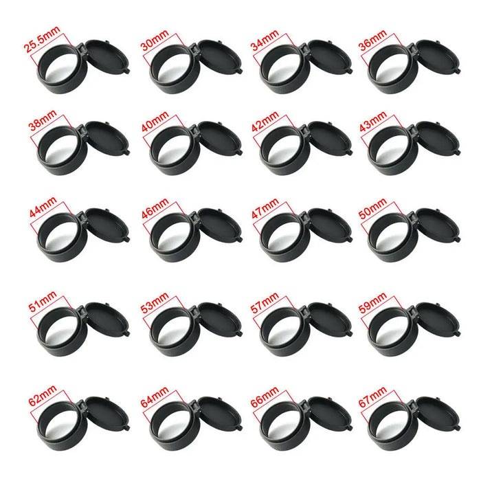 Rifle Scope Lens Cover Spring Up Quick Flip Openning Lens Dustproof Cover Protection Cap for 25-69mm Caliber Hunting Riflescopes