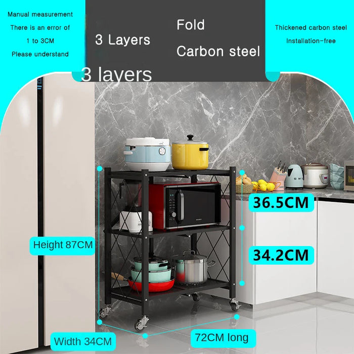 Folding Iron Multi-Layer Storage Bookshelf Rack.