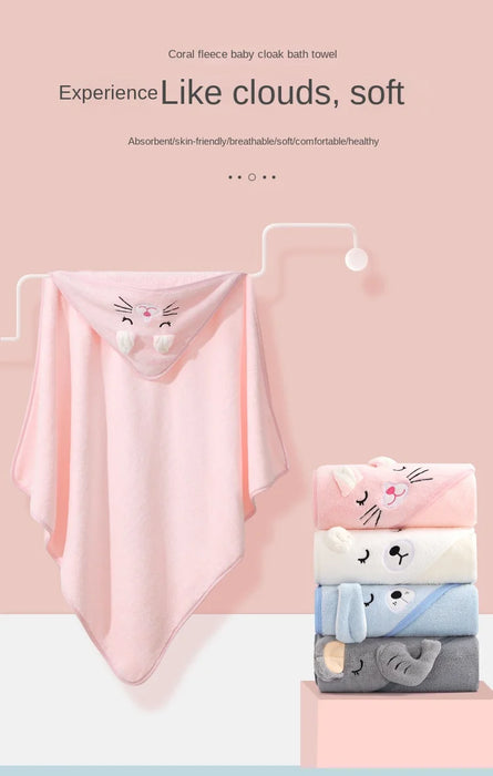 Newborn Super Soft Hooded Baby Bath Towel Blanket