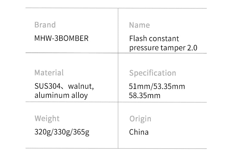 MHW-3BOMBER 30lb Calibrated Espresso Tamper (51/53/58mm) Spring-Loaded Leveler.